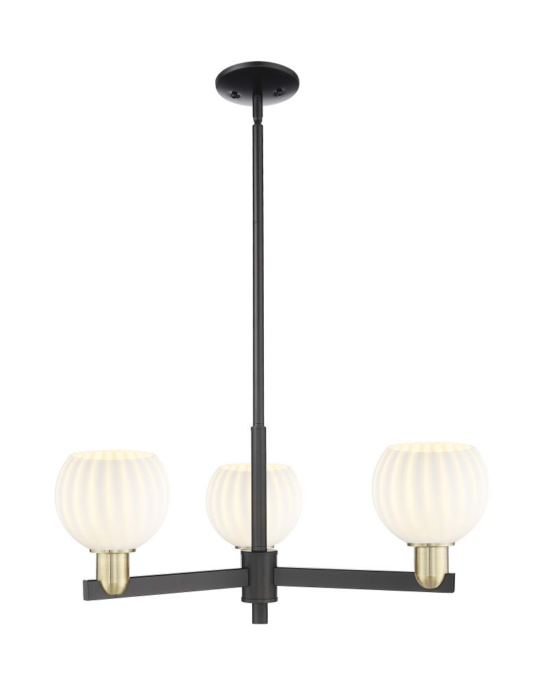 White Venetian - 3 Light - 28 inch - Black Antique Brass - Stem hung - Pendant