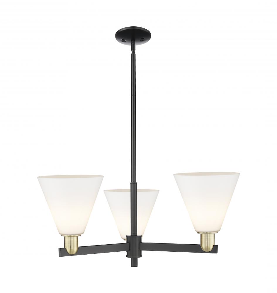 Berkshire Glass - 3 Light - 30 inch - Black Antique Brass - Stem hung - Pendant