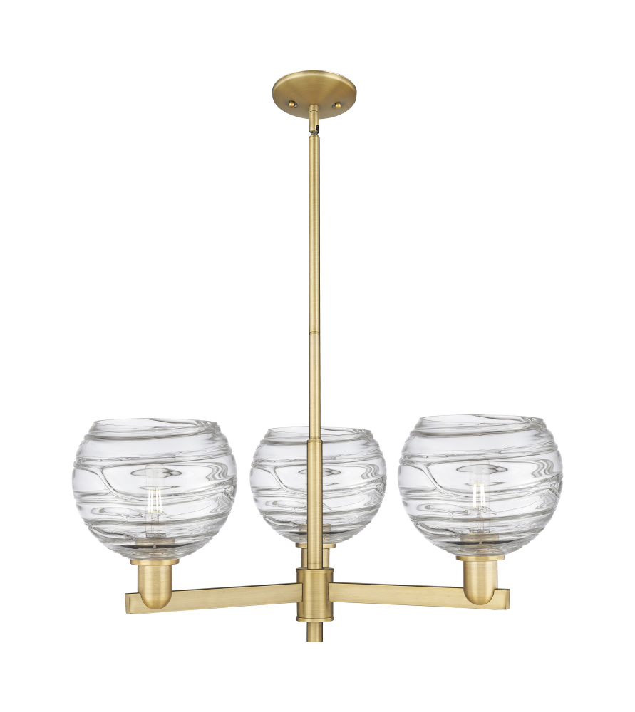 Athens Deco Swirl - 3 Light - 30 inch - Brushed Brass - Stem hung - Pendant