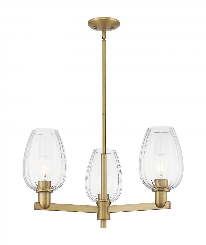 Preston Flute - 3 Light - 18 inch - Brushed Brass - Pendant