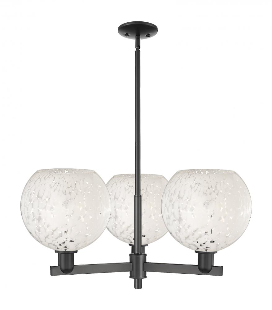 White Mouchette - 3 Light - 32 inch - Matte Black - Stem hung - Pendant