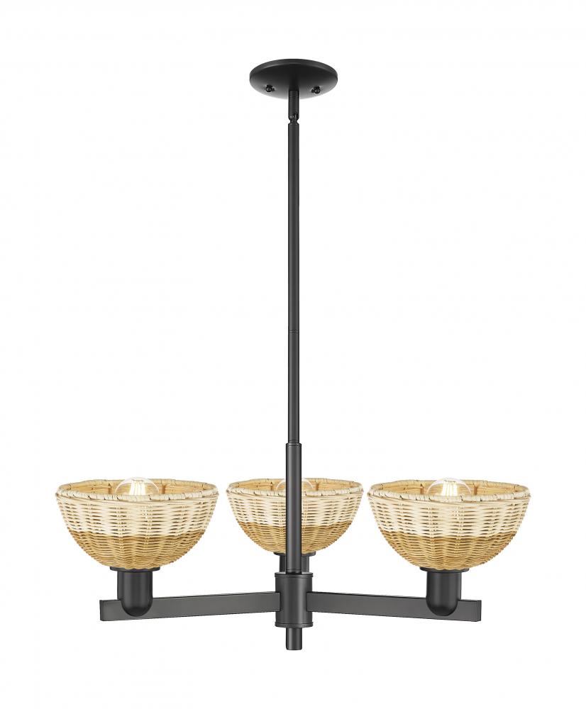 Natural Ballston Dome - 3 Light - 18 inch - Matte Black - Pendant
