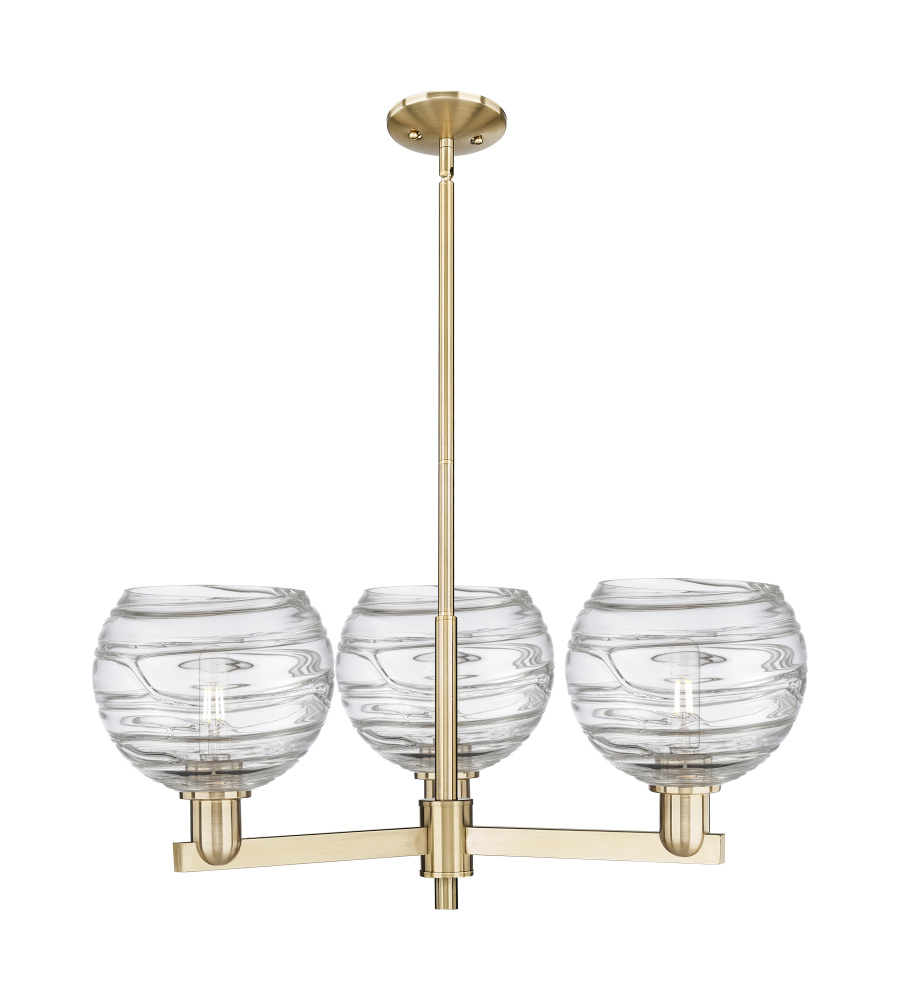 Athens Deco Swirl - 3 Light - 30 inch - Champagne Bronze - Stem hung - Pendant