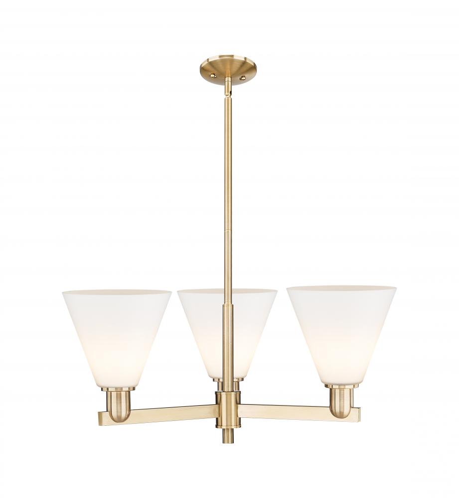 Berkshire Glass - 3 Light - 30 inch - Champagne Bronze - Stem hung - Pendant