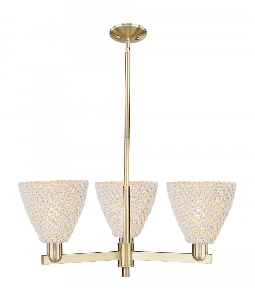 Woven Rattan - 3 Light - 18 inch - Champagne Bronze - Pendant