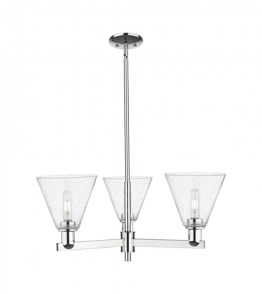 Berkshire Glass - 3 Light - 30 inch - Polished Chrome - Stem hung - Pendant