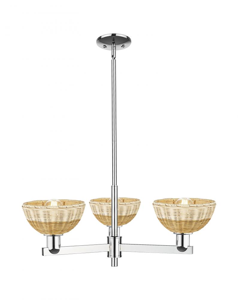 Natural Ballston Dome - 3 Light - 18 inch - Polished Chrome - Pendant