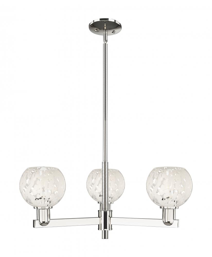 White Mouchette - 3 Light - 28 inch - Polished Nickel - Stem hung - Pendant