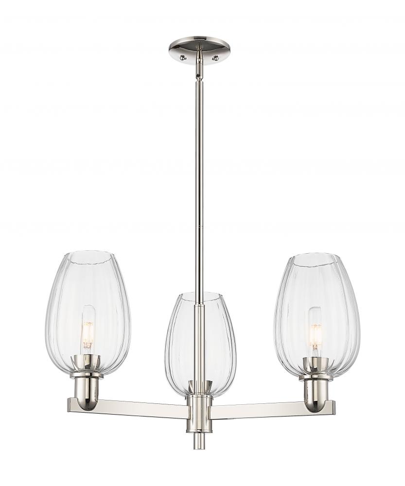 Preston Flute - 3 Light - 18 inch - Polished Nickel - Pendant