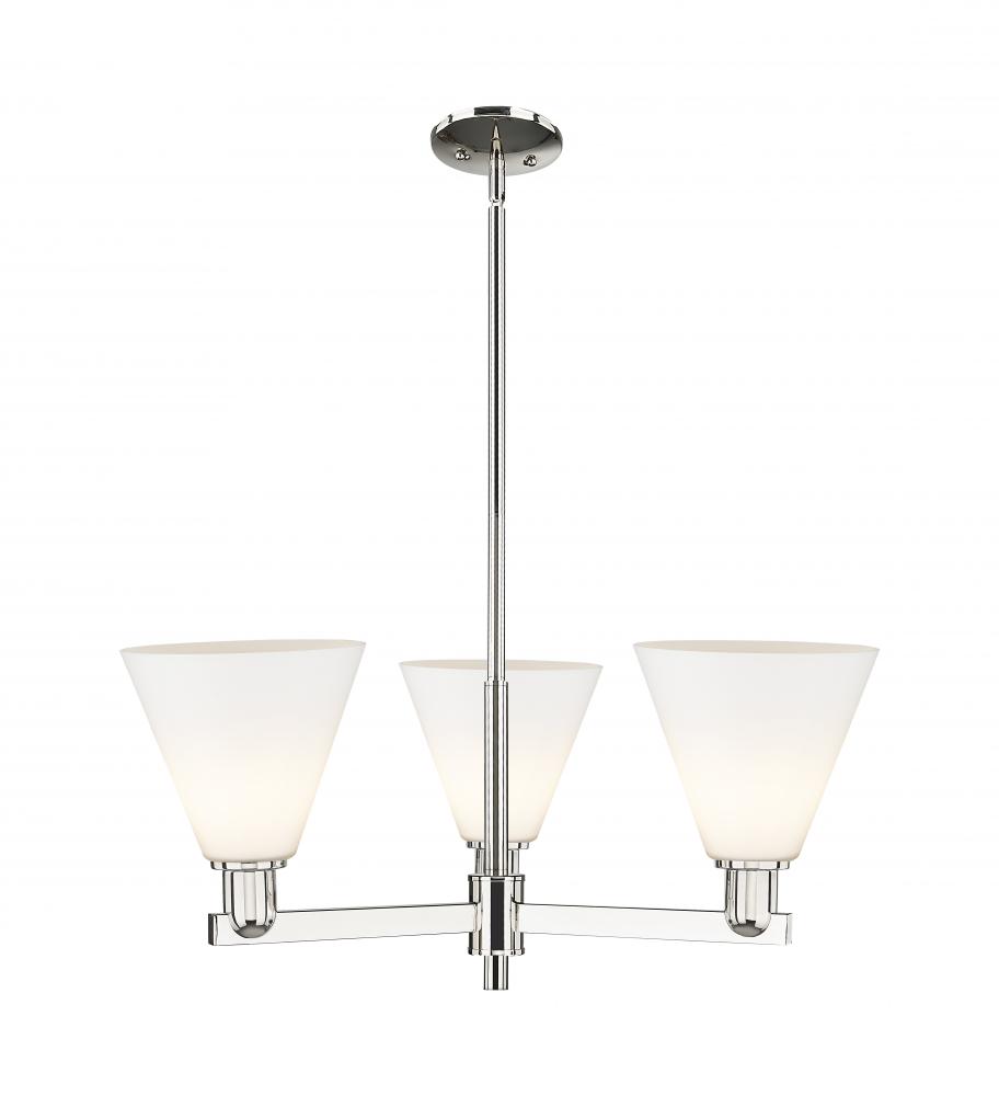 Berkshire Glass - 3 Light - 30 inch - Polished Nickel - Stem hung - Pendant