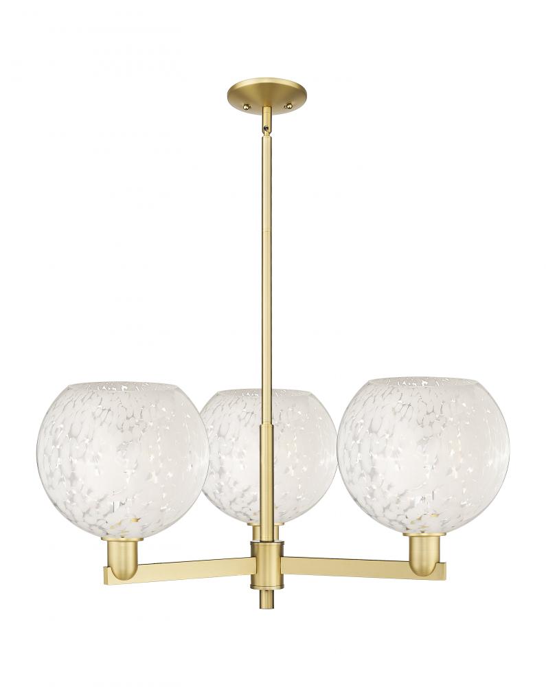 White Mouchette - 3 Light - 32 inch - Satin Gold - Stem hung - Pendant