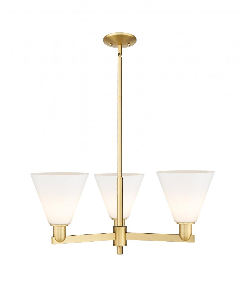 Berkshire Glass - 3 Light - 30 inch - Satin Gold - Stem hung - Pendant