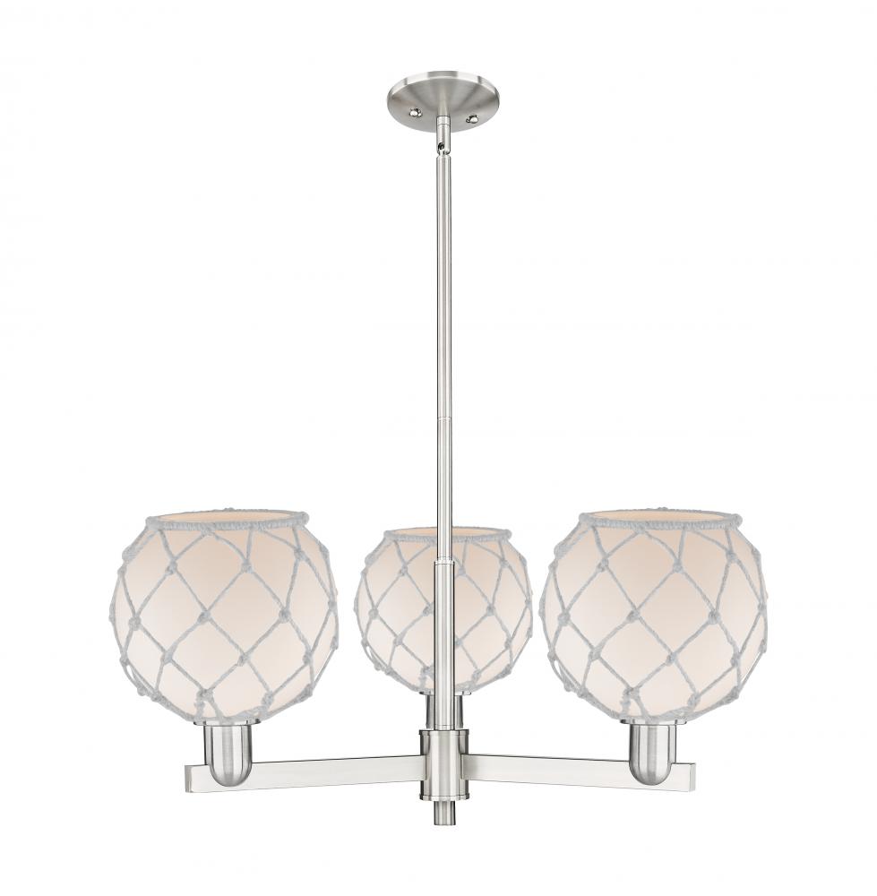 Farmhouse Rope - 3 Light - 30 inch - Satin Nickel - Stem hung - Pendant