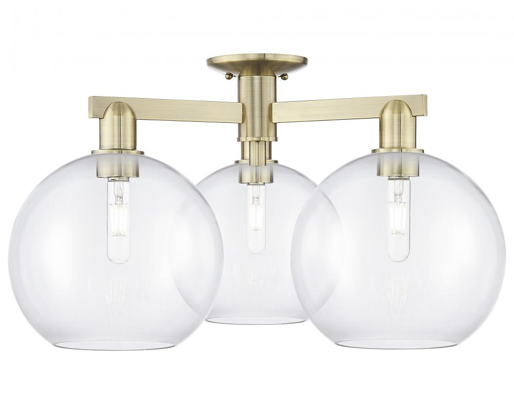 Athens - 3 Light - 28 inch - Antique Brass - Semi-Flush Mount