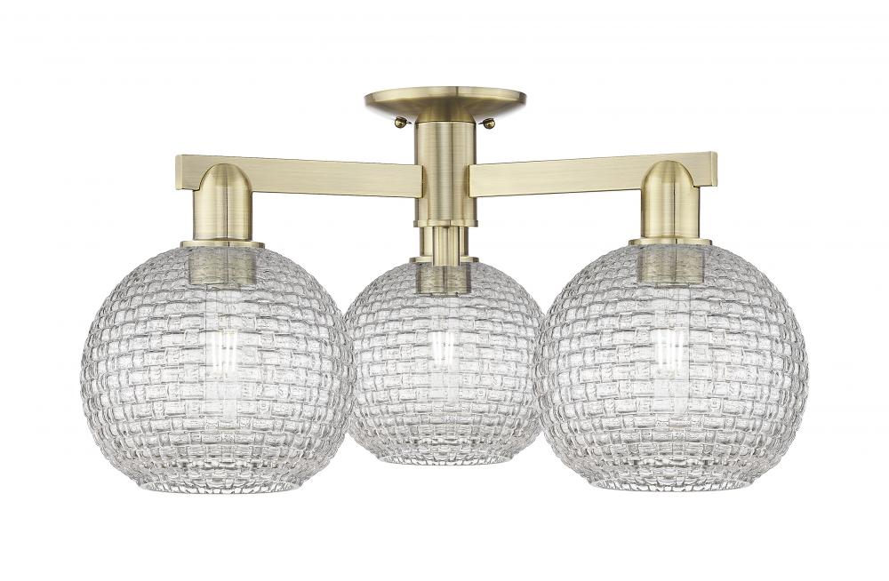 Athens - 3 Light - 26 inch - Antique Brass - Semi-Flush Mount