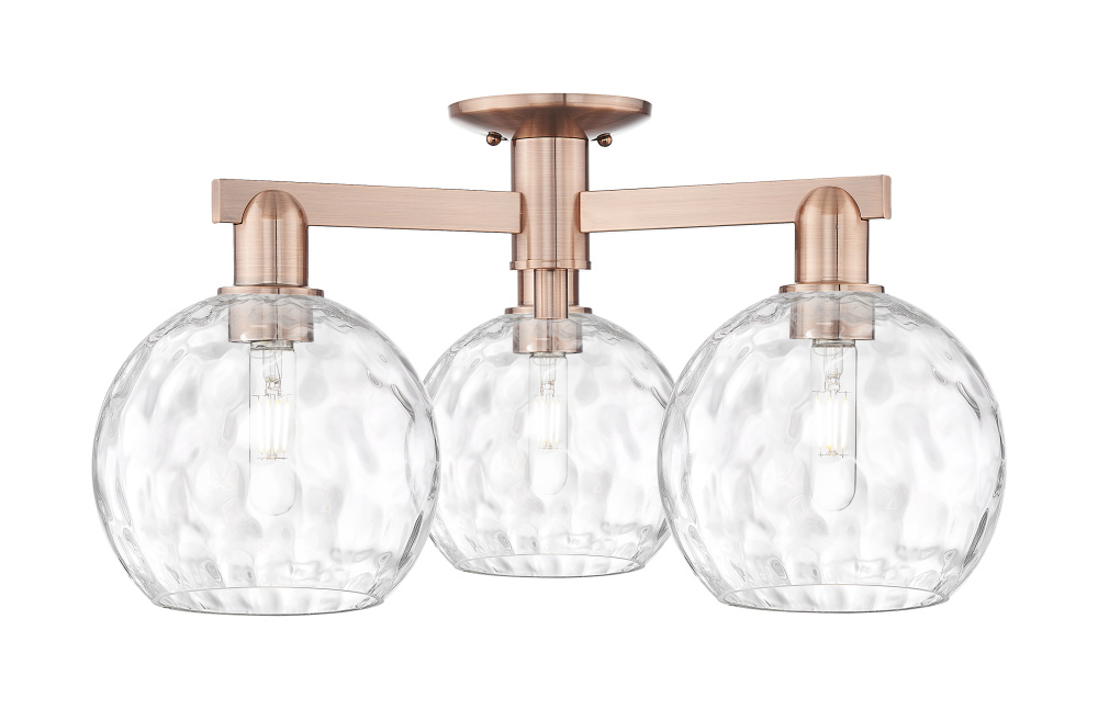 Athens Water Glass - 3 Light - 26 inch - Antique Copper - Semi-Flush Mount