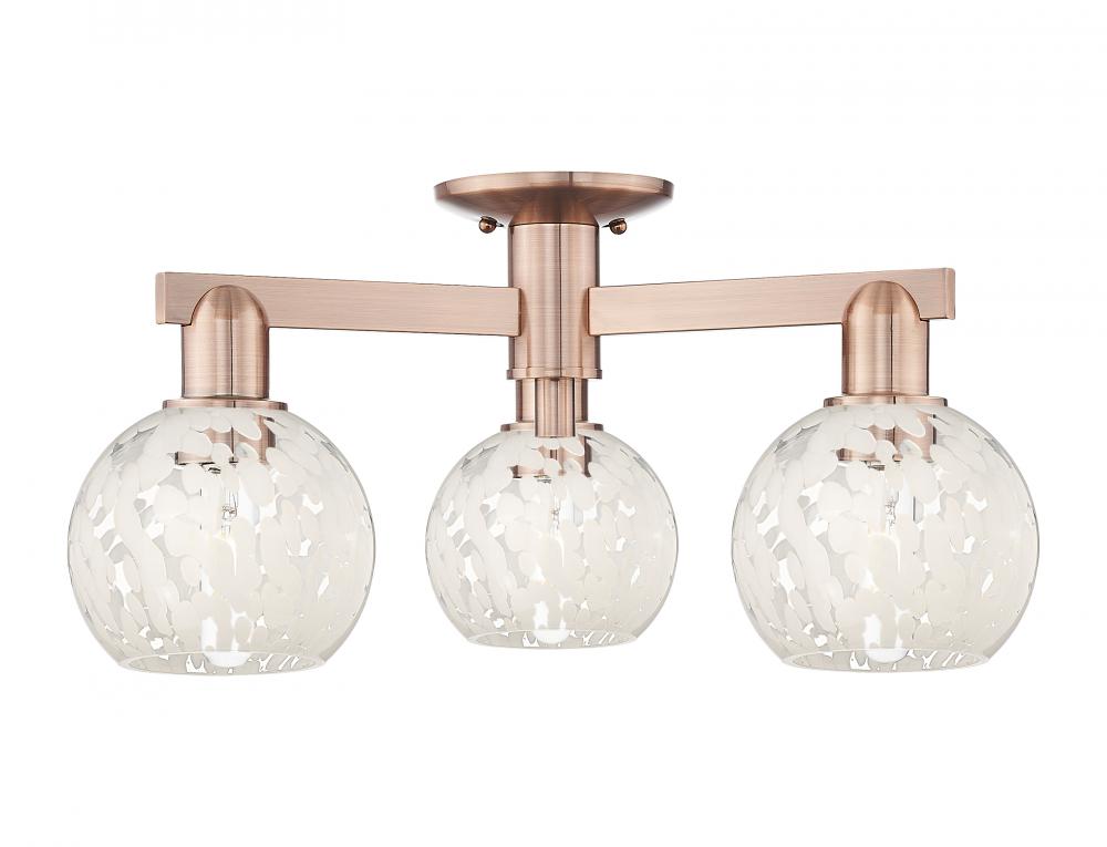 White Mouchette - 3 Light - 24 inch - Antique Copper - Semi-Flush Mount