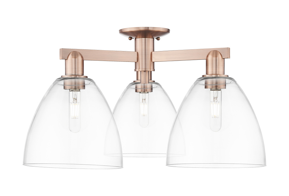 Bristol - 3 Light - 27 inch - Antique Copper - Semi-Flush Mount