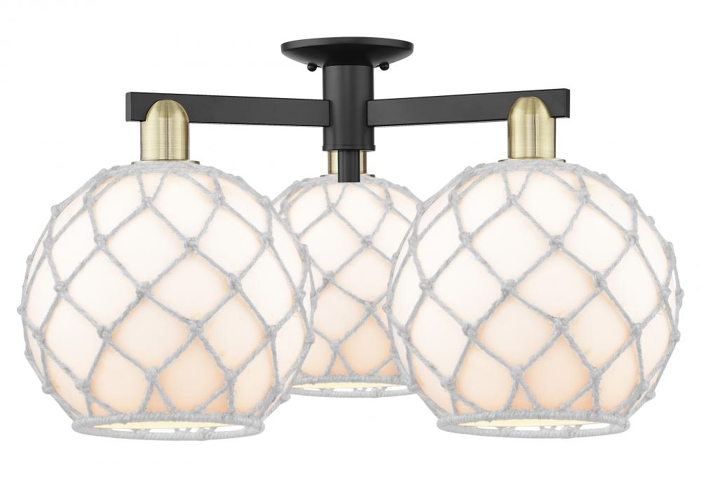 Farmhouse Rope - 3 Light - 28 inch - Black Antique Brass - Semi-Flush Mount
