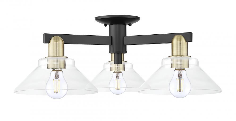 Orwell - 3 Light - 26 inch - Black Antique Brass - Semi-Flush Mount
