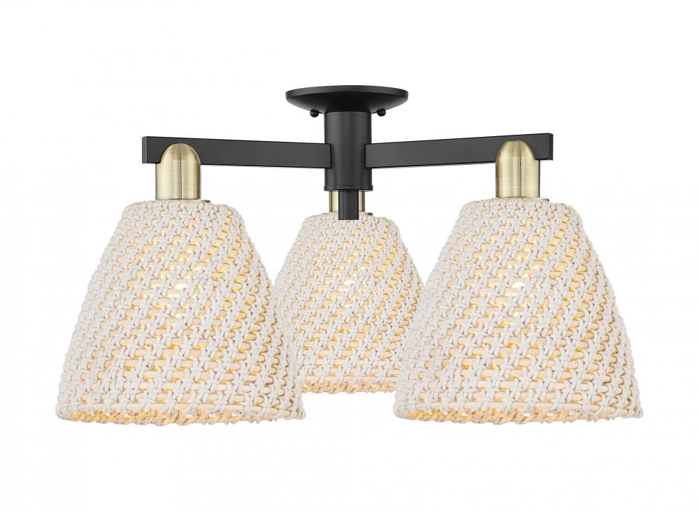 Bristol Natural - 3 Light - 27 inch - Black Antique Brass - Semi-Flush Mount