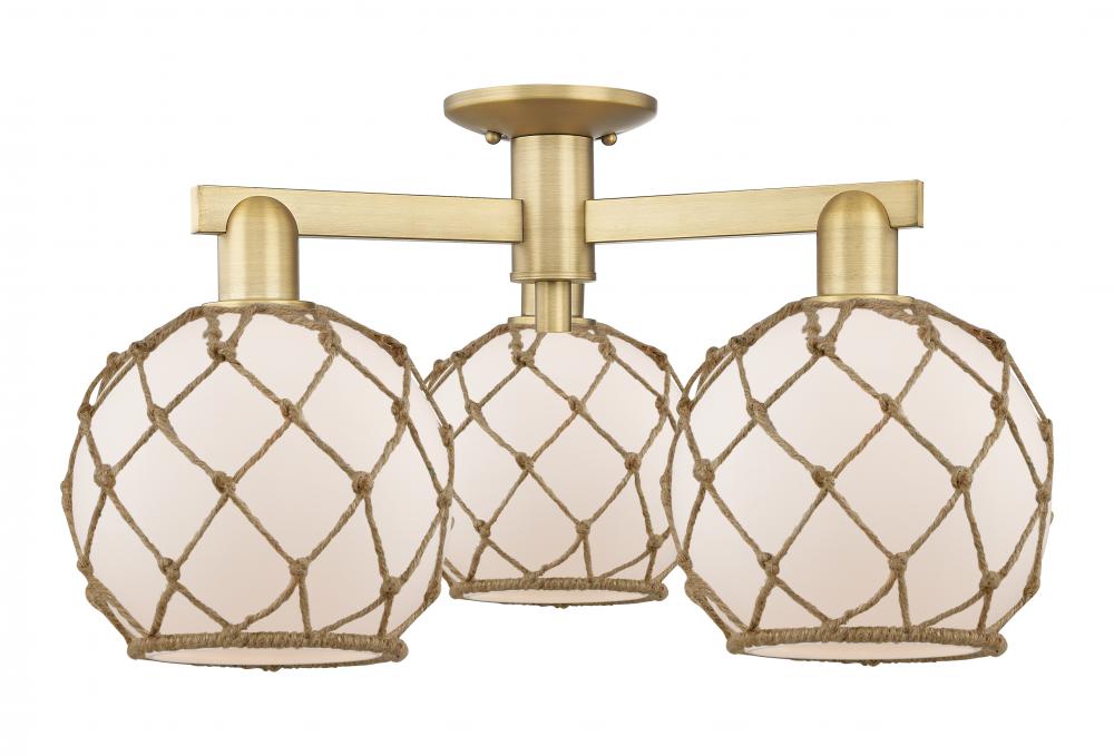 Farmhouse Rope - 3 Light - 26 inch - Brushed Brass - Semi-Flush Mount