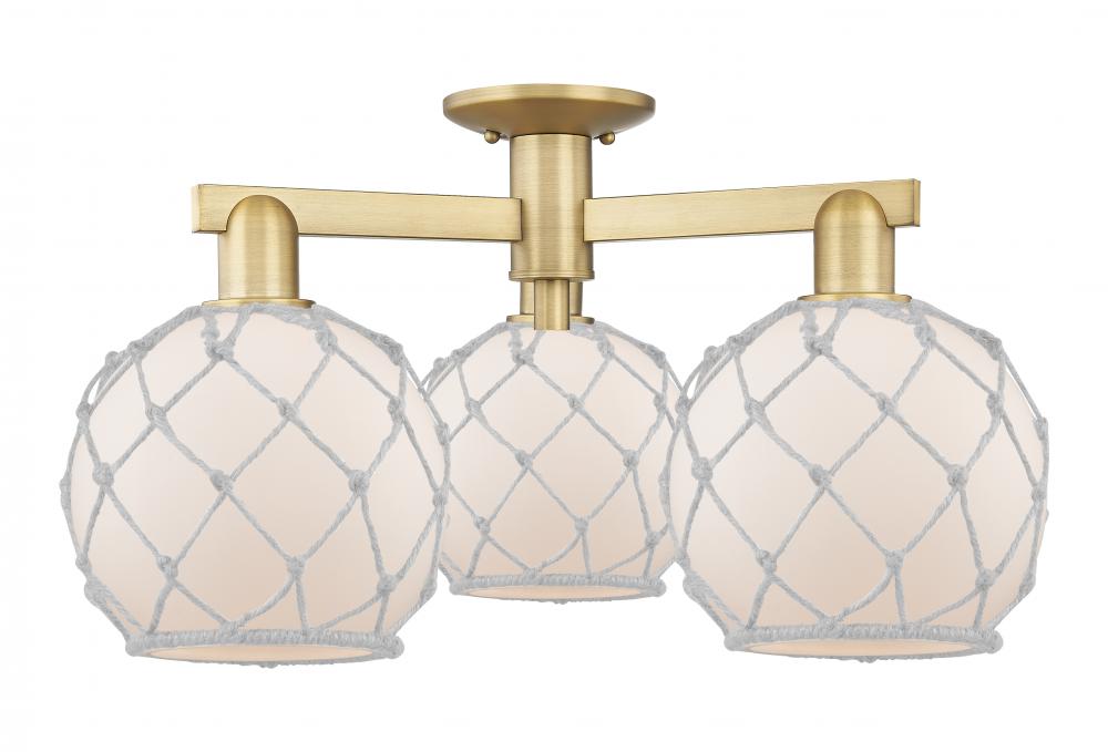 Farmhouse Rope - 3 Light - 26 inch - Brushed Brass - Semi-Flush Mount