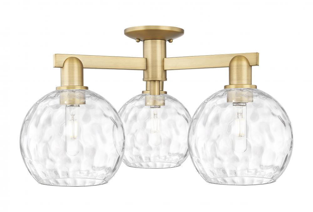 Athens Water Glass - 3 Light - 26 inch - Brushed Brass - Semi-Flush Mount