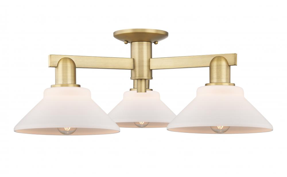 Orwell - 3 Light - 26 inch - Brushed Brass - Semi-Flush Mount