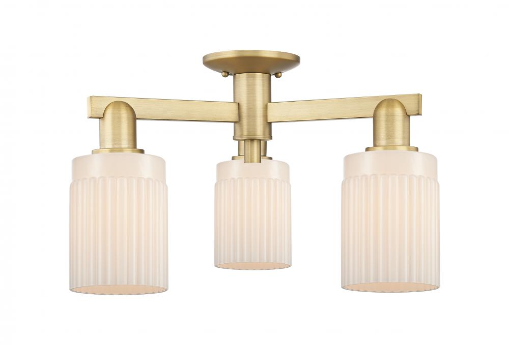 Hadley - 3 Light - 22 inch - Brushed Brass - Semi-Flush Mount