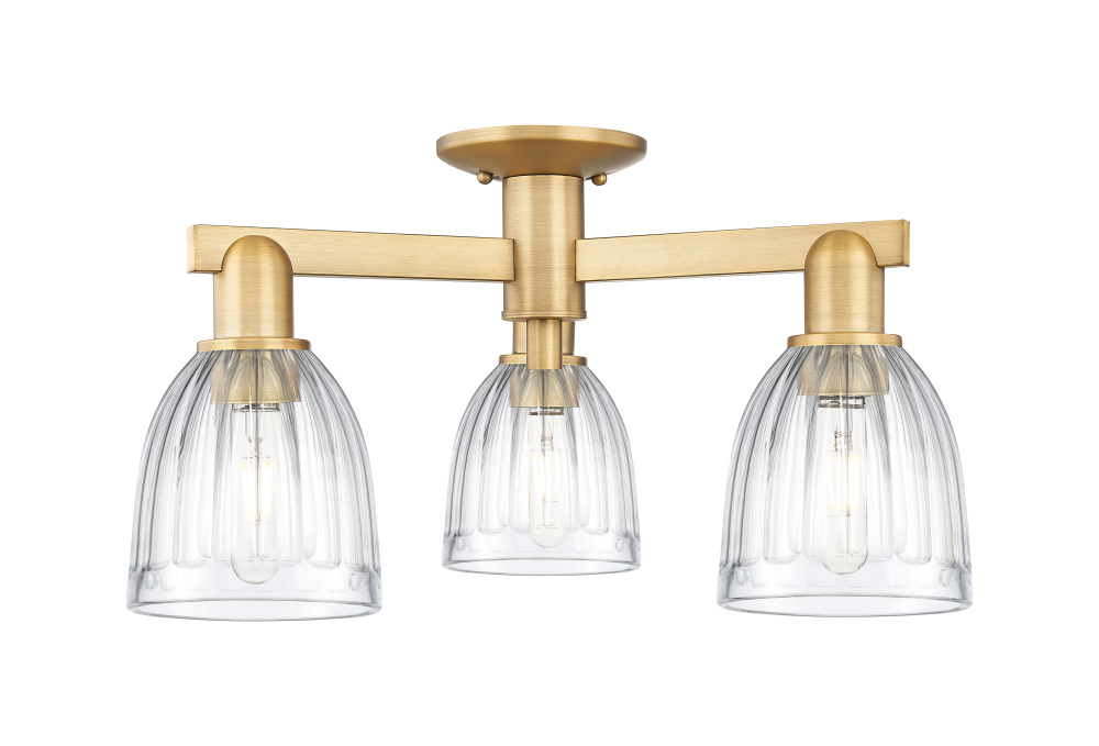 Brookfield - 3 Light - 23 inch - Brushed Brass - Semi-Flush Mount