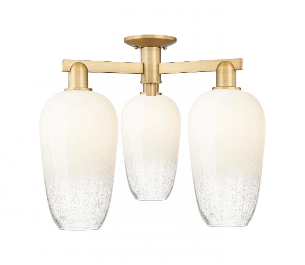 Brookhaven Flute - 3 Light - 6 inch - Brushed Brass - Semi-Flush Mount