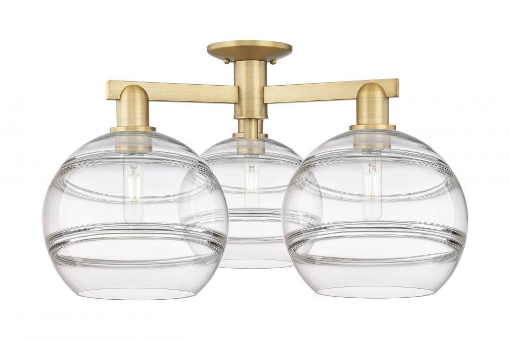 Rochester - 3 Light - 28 inch - Brushed Brass - Semi-Flush Mount