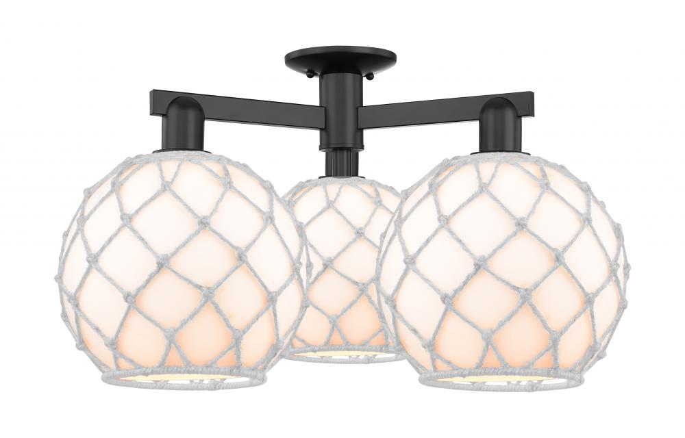 Farmhouse Rope - 3 Light - 28 inch - Matte Black - Semi-Flush Mount