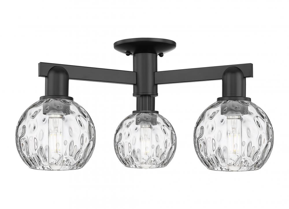 Athens Water Glass - 3 Light - 24 inch - Matte Black - Semi-Flush Mount