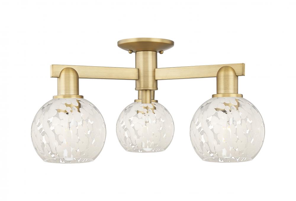 White Mouchette - 3 Light - 24 inch - Matte Black - Semi-Flush Mount