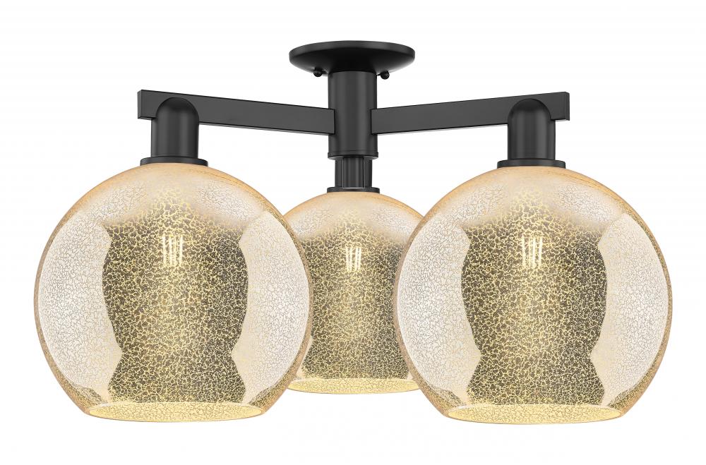 Athens - 3 Light - 28 inch - Matte Black - Semi-Flush Mount