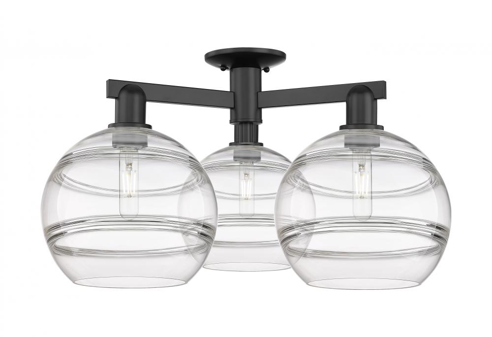 Rochester - 3 Light - 28 inch - Matte Black - Semi-Flush Mount