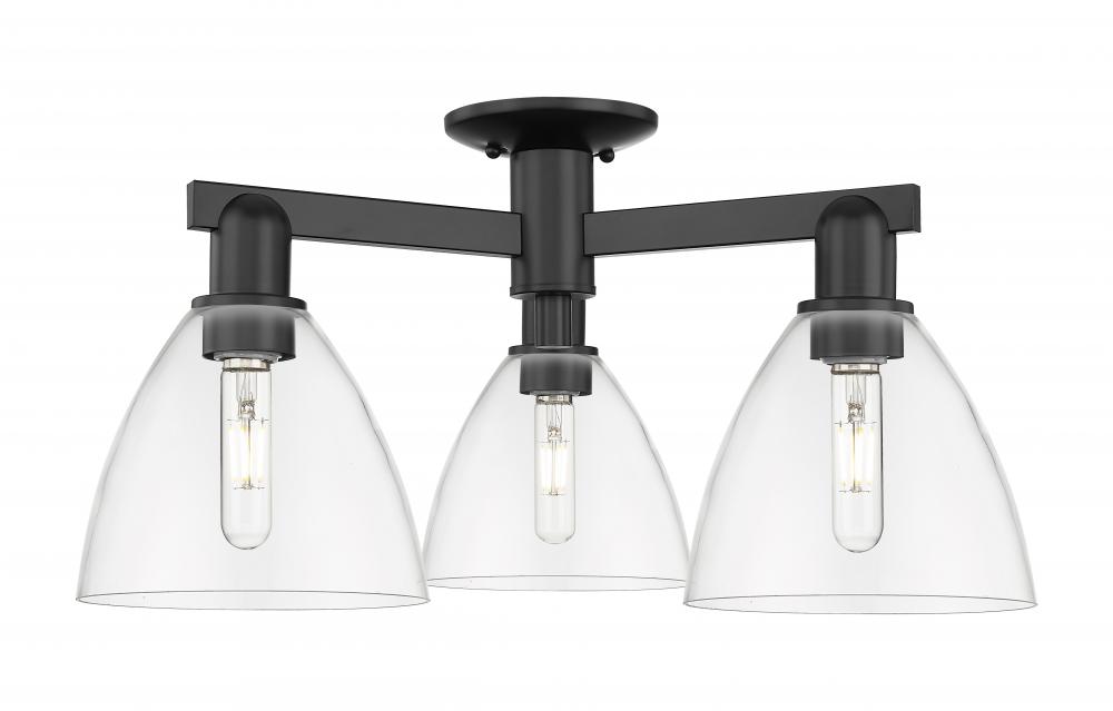 Bristol - 3 Light - 25 inch - Matte Black - Semi-Flush Mount