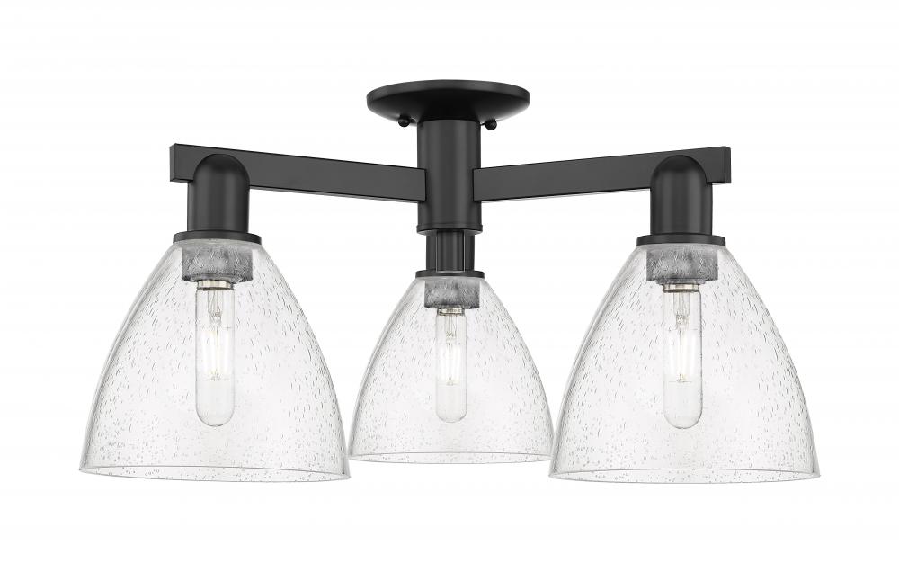 Bristol - 3 Light - 25 inch - Matte Black - Semi-Flush Mount