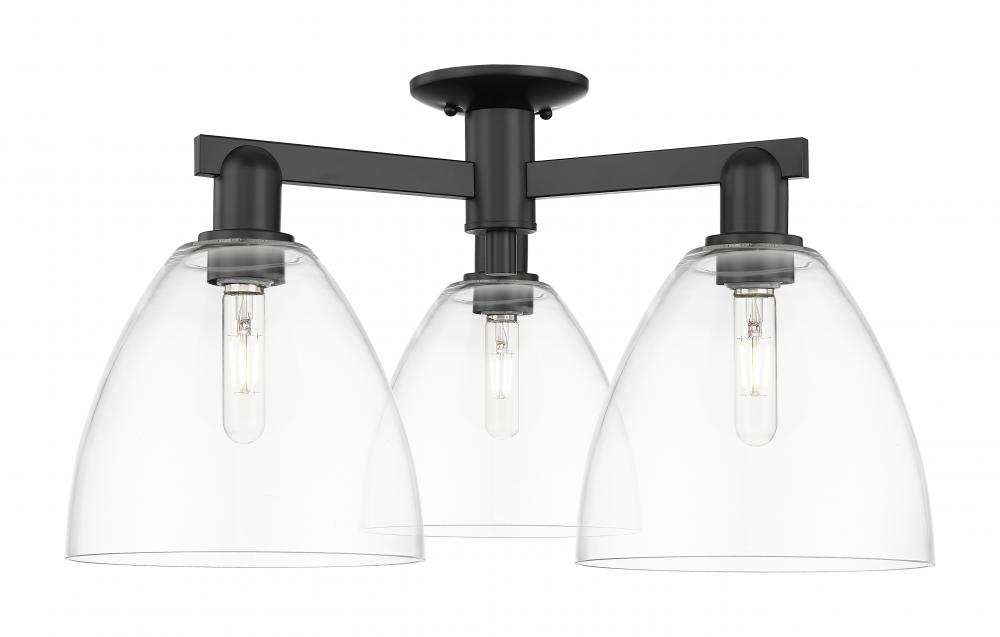 Bristol - 3 Light - 27 inch - Matte Black - Semi-Flush Mount