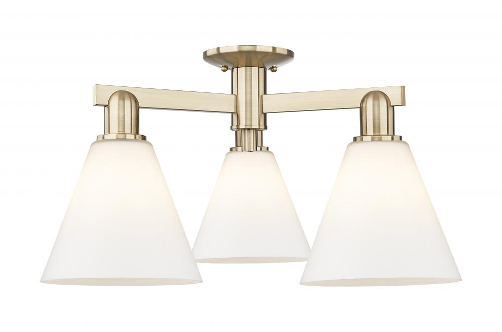 Berkshire Glass - 3 Light - 26 inch - Champagne Bronze - Semi-Flush Mount