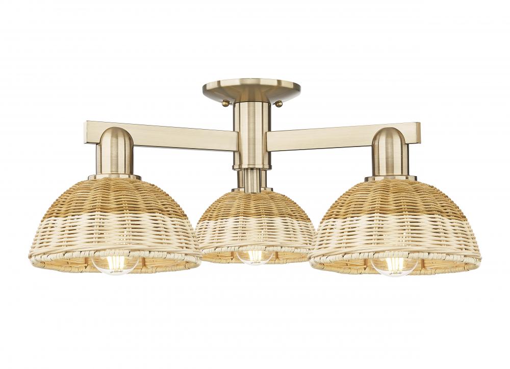 Natural Ballston Dome - 3 Light - 6 inch - Champagne Bronze - Semi-Flush Mount