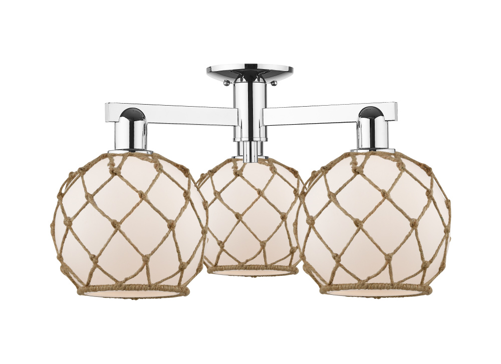 Farmhouse Rope - 3 Light - 26 inch - Polished Chrome - Semi-Flush Mount