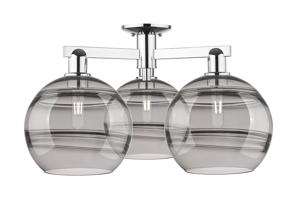 Rochester - 3 Light - 28 inch - Polished Chrome - Semi-Flush Mount
