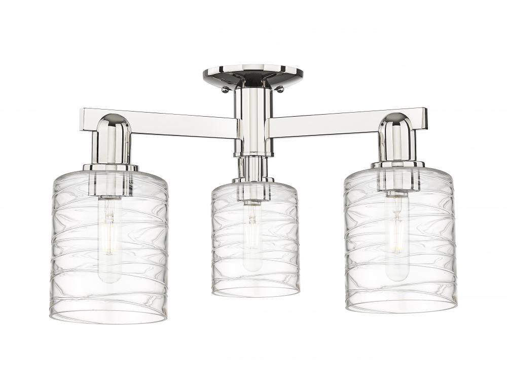 Cobbleskill - 3 Light - 23 inch - Polished Nickel - Semi-Flush Mount