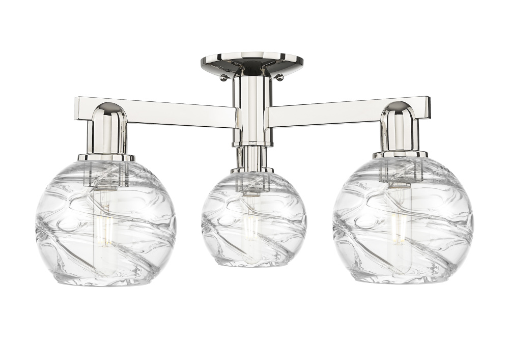 Athens Deco Swirl - 3 Light - 6 inch - Polished Nickel - Semi-Flush Mount