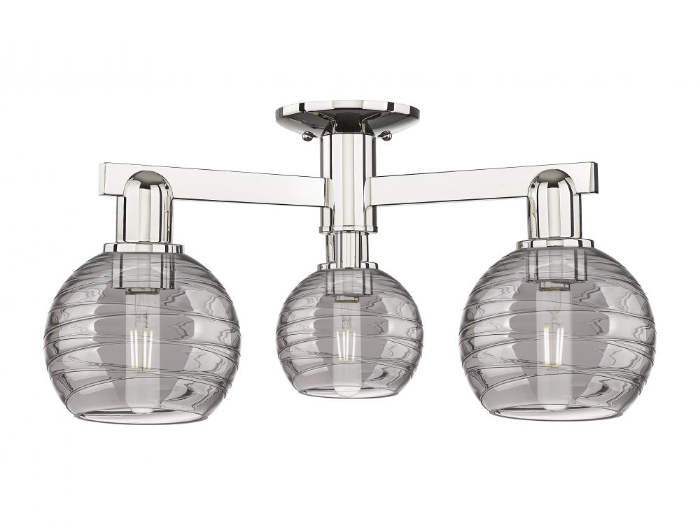 Athens Deco Swirl - 3 Light - 6 inch - Polished Nickel - Semi-Flush Mount