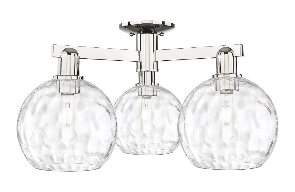 Athens Water Glass - 3 Light - 26 inch - Polished Nickel - Semi-Flush Mount