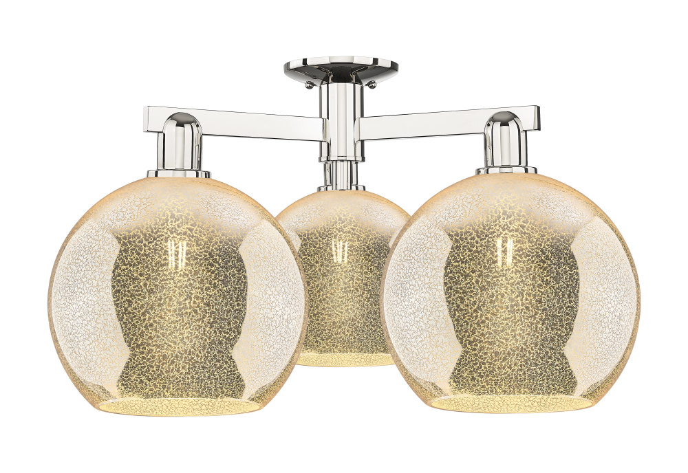 Athens - 3 Light - 28 inch - Polished Nickel - Semi-Flush Mount